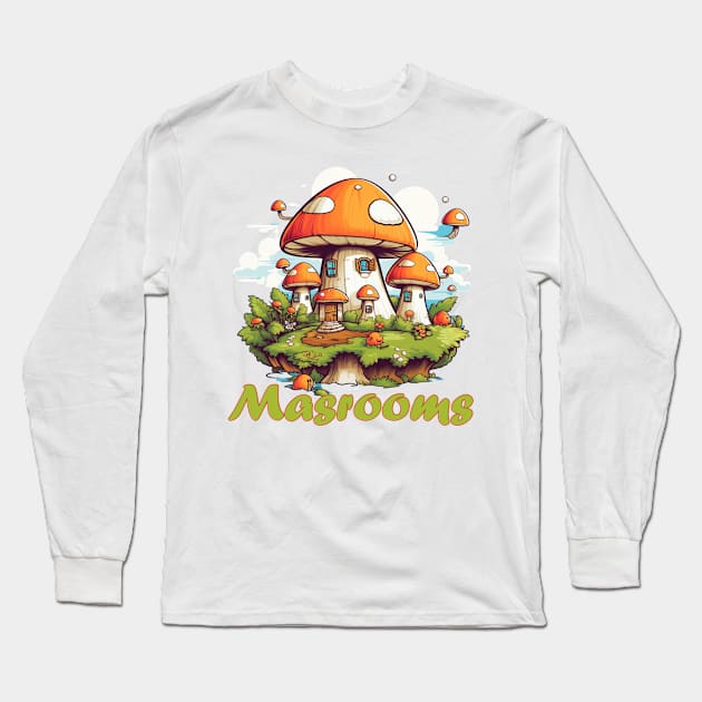 Chanterelle mushrooms Long Sleeve T-Shirt by Printashopus